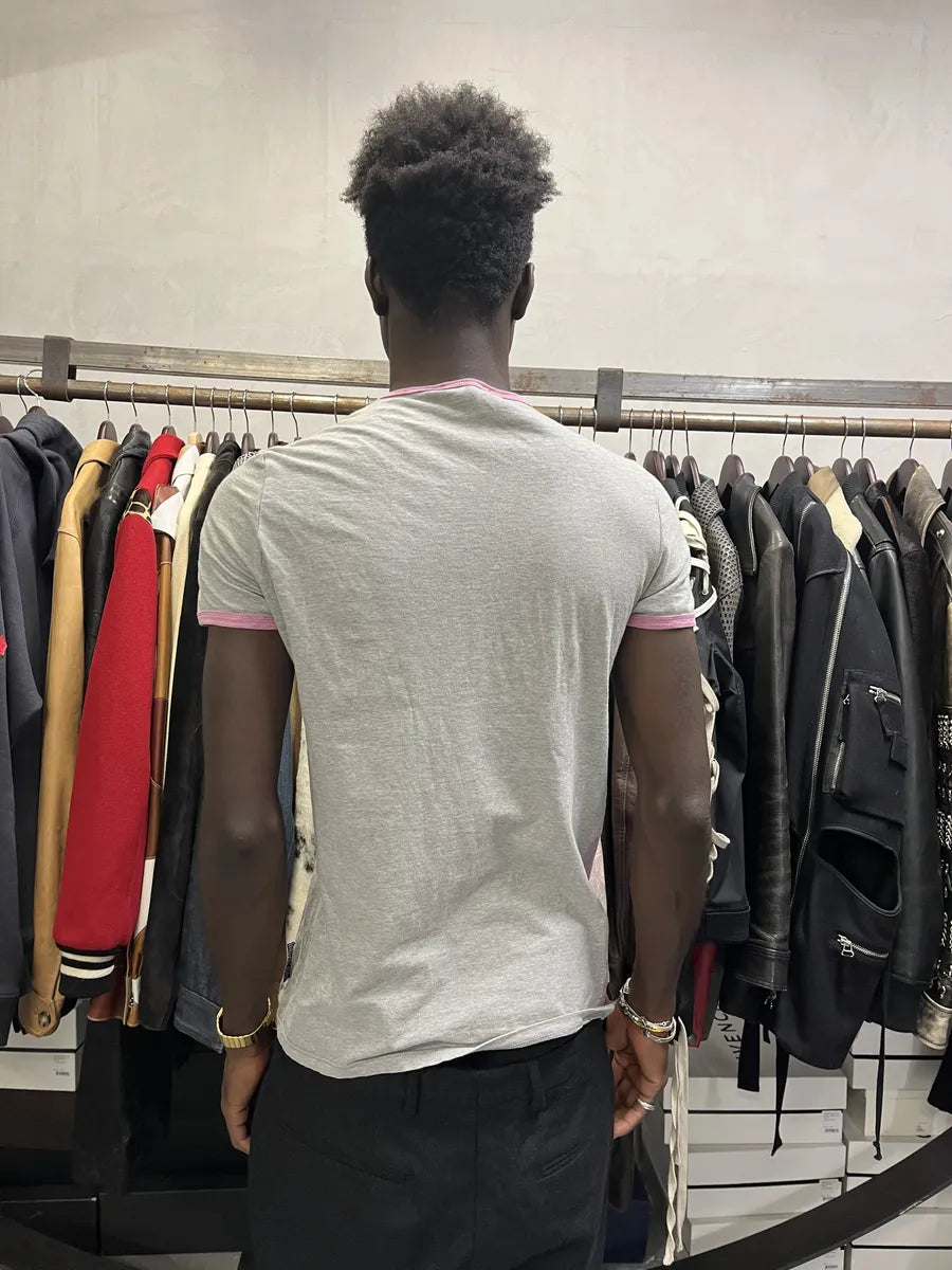 2000s Cavalli Pink Retro Tennis Grey T-Shirt MmUZFEI 2