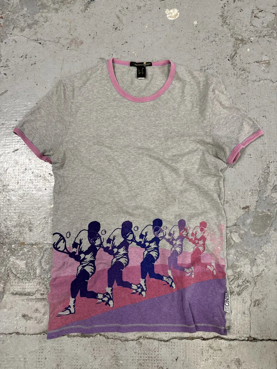 2000s Cavalli Pink Retro Tennis Grey T-Shirt MmUZFEI 4