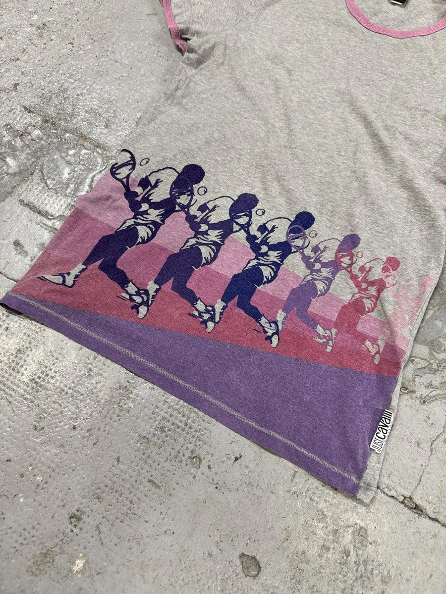2000s Cavalli Pink Retro Tennis Grey T-Shirt MmUZFEI 5