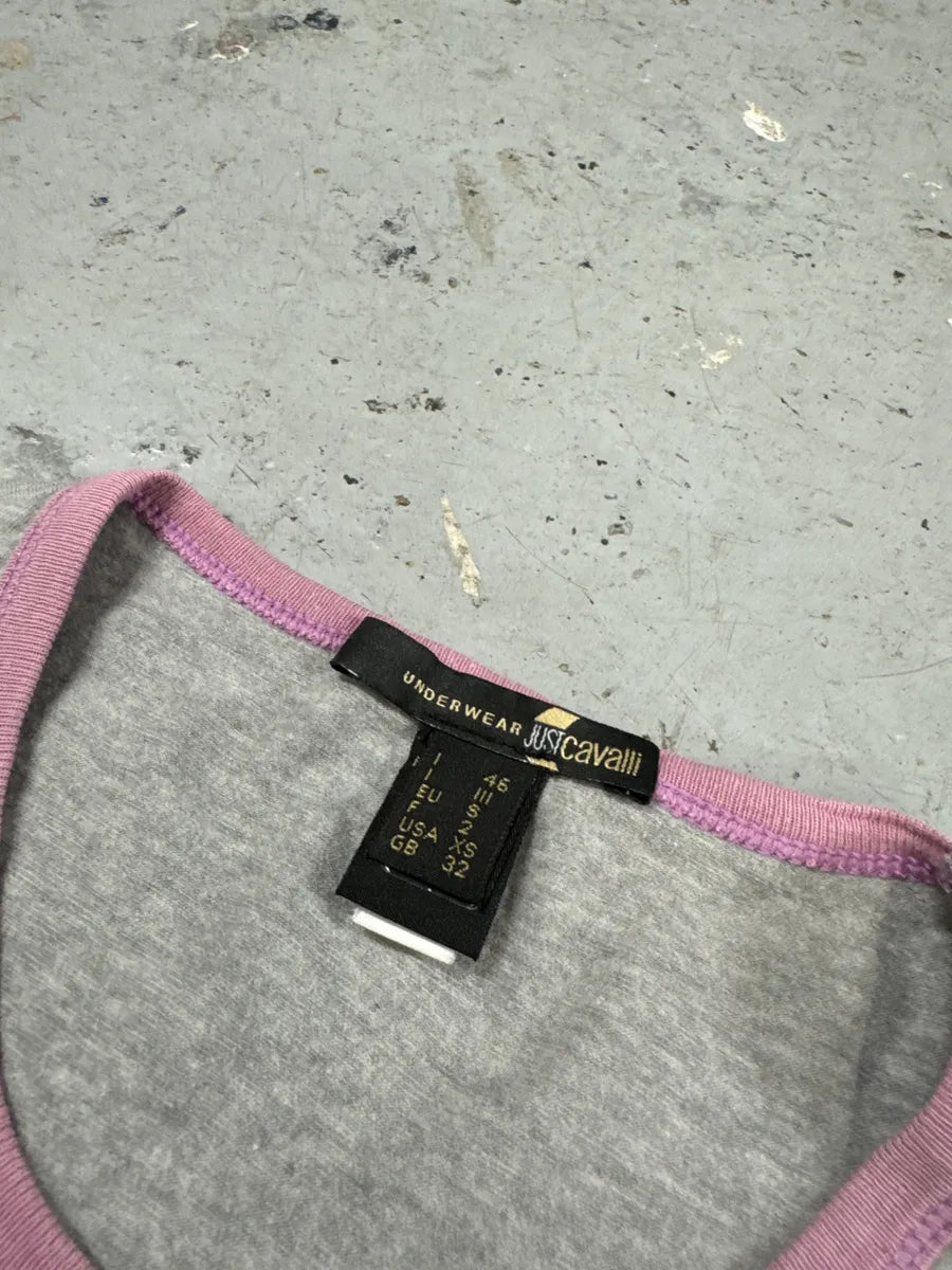 2000s Cavalli Pink Retro Tennis Grey T-Shirt MmUZFEI 6