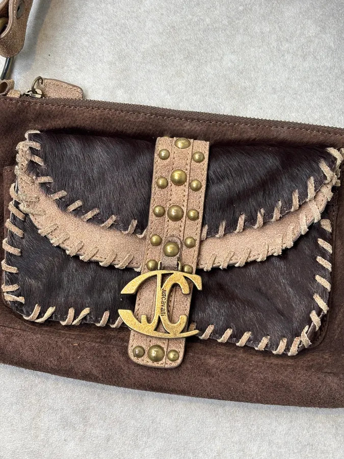 2000s Cavalli Pony Hair & Brown Leather Shoulder Bag KFFbFDi 3