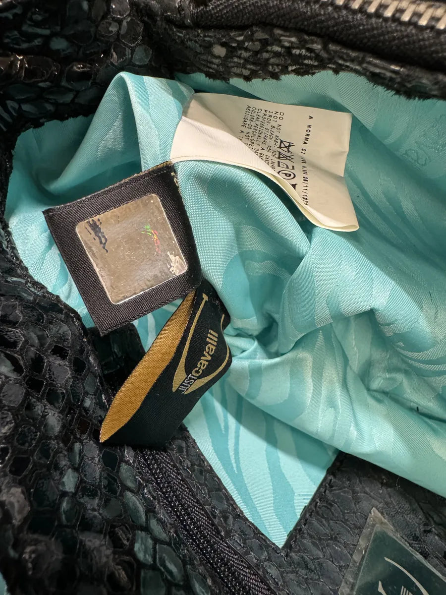 2000s Cavalli Pony Hair Black Python Scales Effect Leather Handle Bag LwQXKpr 9