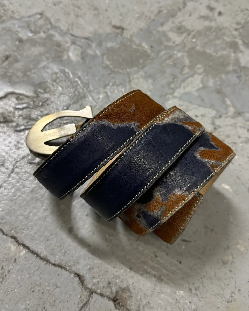 2000s Cavalli Pony Hair Brown Leather Belt (OS) 1