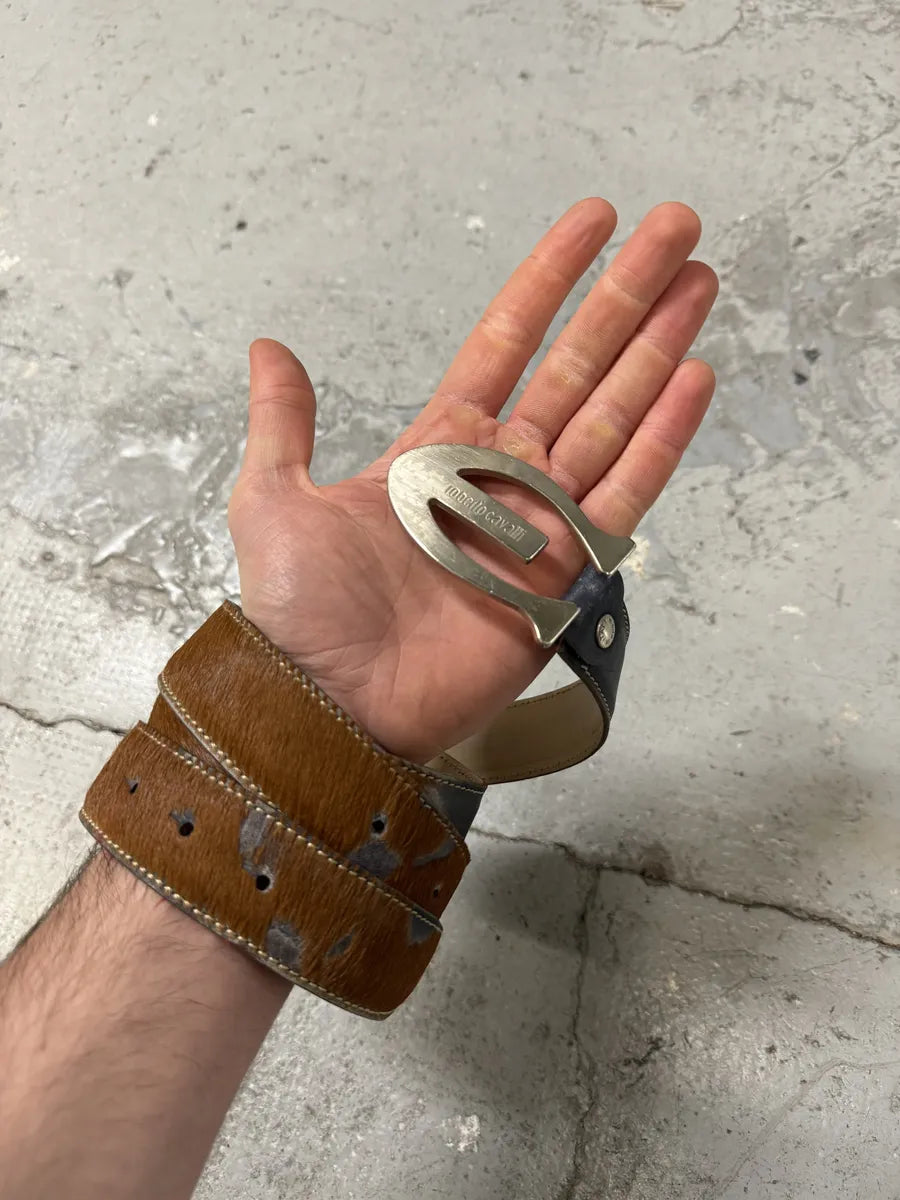 2000s Cavalli Pony Hair Brown Leather Belt (OS) 3