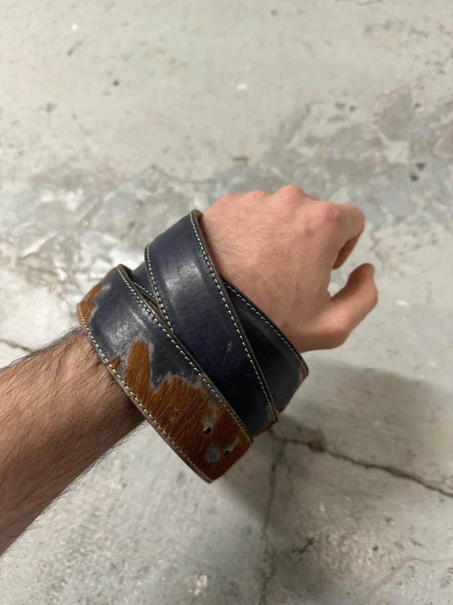 2000s Cavalli Pony Hair Brown Leather Belt (OS) 6