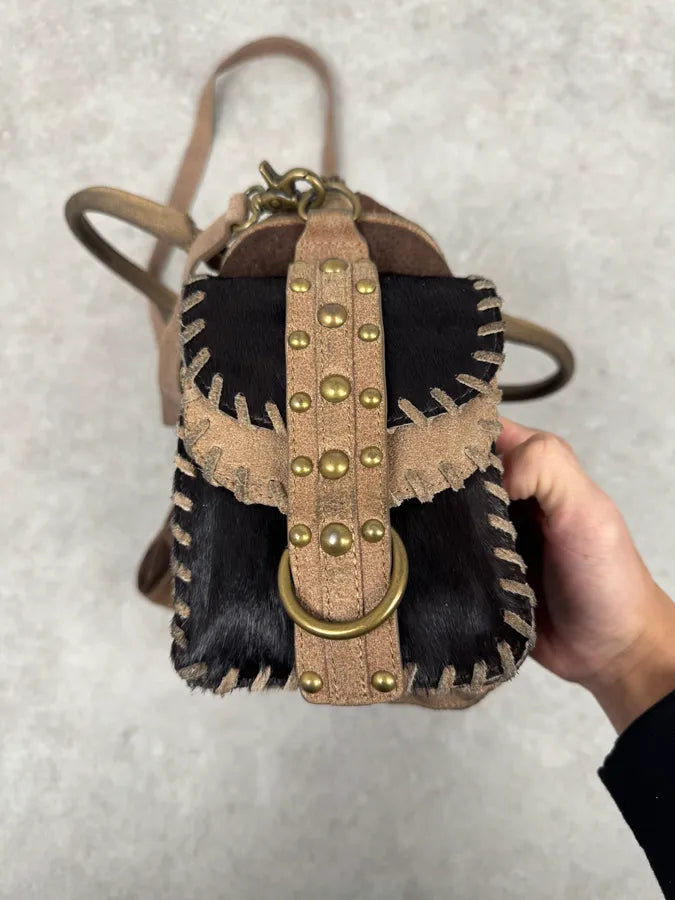 2000s Cavalli Pony Hair Brown Suede Leather Shoulder Bag WhtSOqq 4