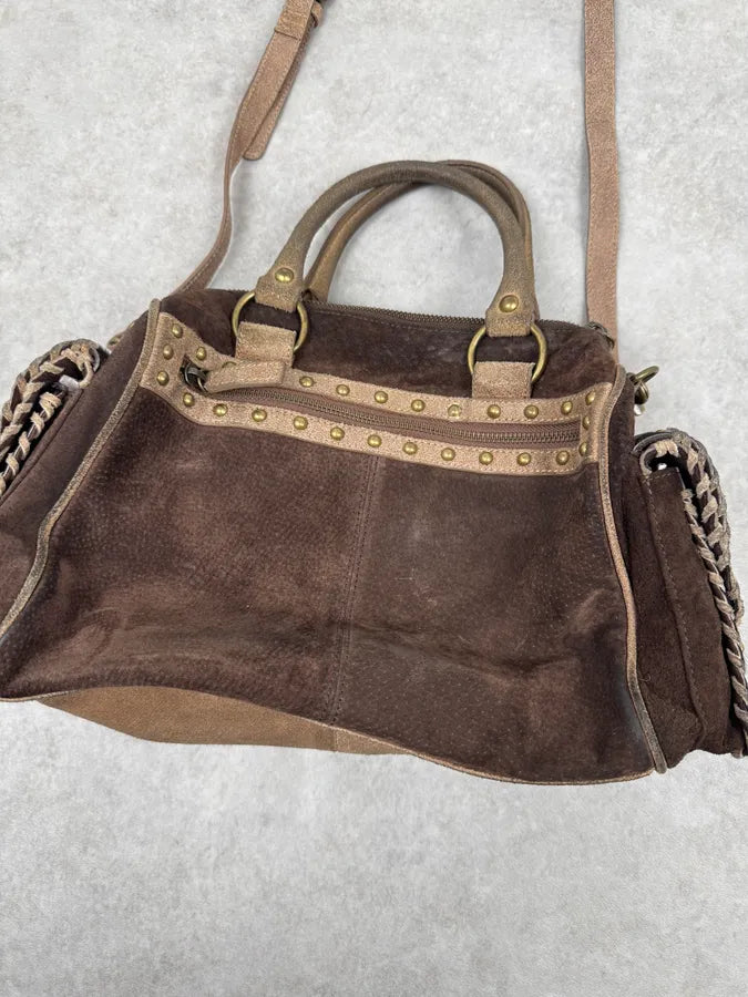 2000s Cavalli Pony Hair Brown Suede Leather Shoulder Bag WhtSOqq 7