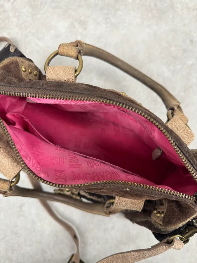 2000s Cavalli Pony Hair Brown Suede Leather Shoulder Bag WhtSOqq 8