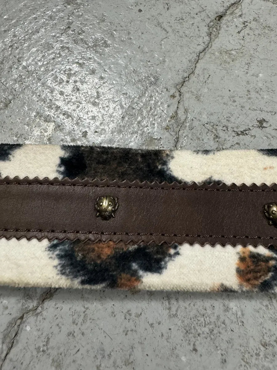2000s Cavalli Pony Hair Caw Print Leather Embellished Belt jdTclCj 2