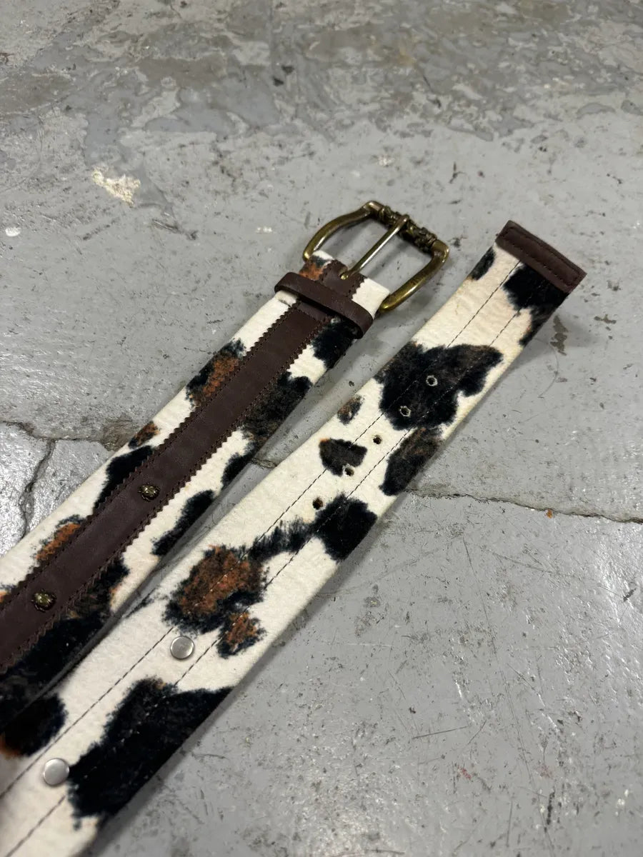 2000s Cavalli Pony Hair Caw Print Leather Embellished Belt jdTclCj 3