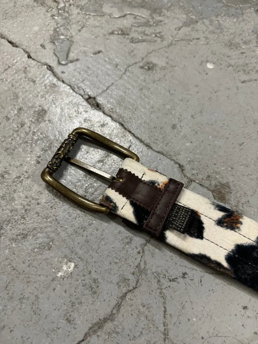 2000s Cavalli Pony Hair Caw Print Leather Embellished Belt jdTclCj 4