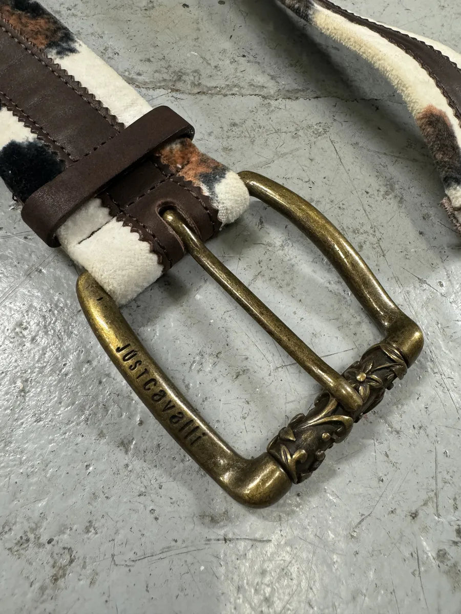 2000s Cavalli Pony Hair Caw Print Leather Embellished Belt (OS) jdTclCj 5