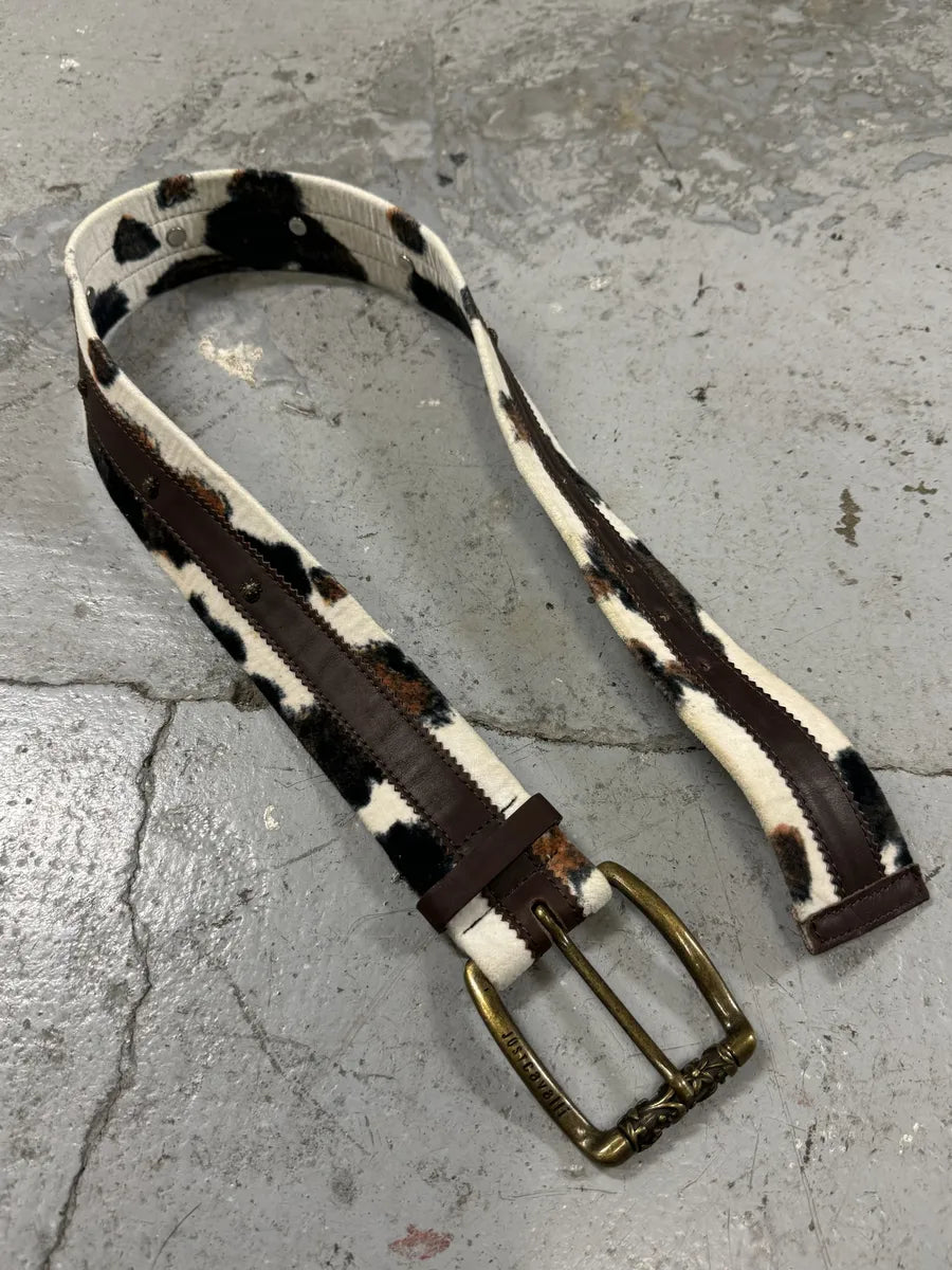 2000s Cavalli Pony Hair Caw Print Leather Embellished Belt (OS) jdTclCj 6