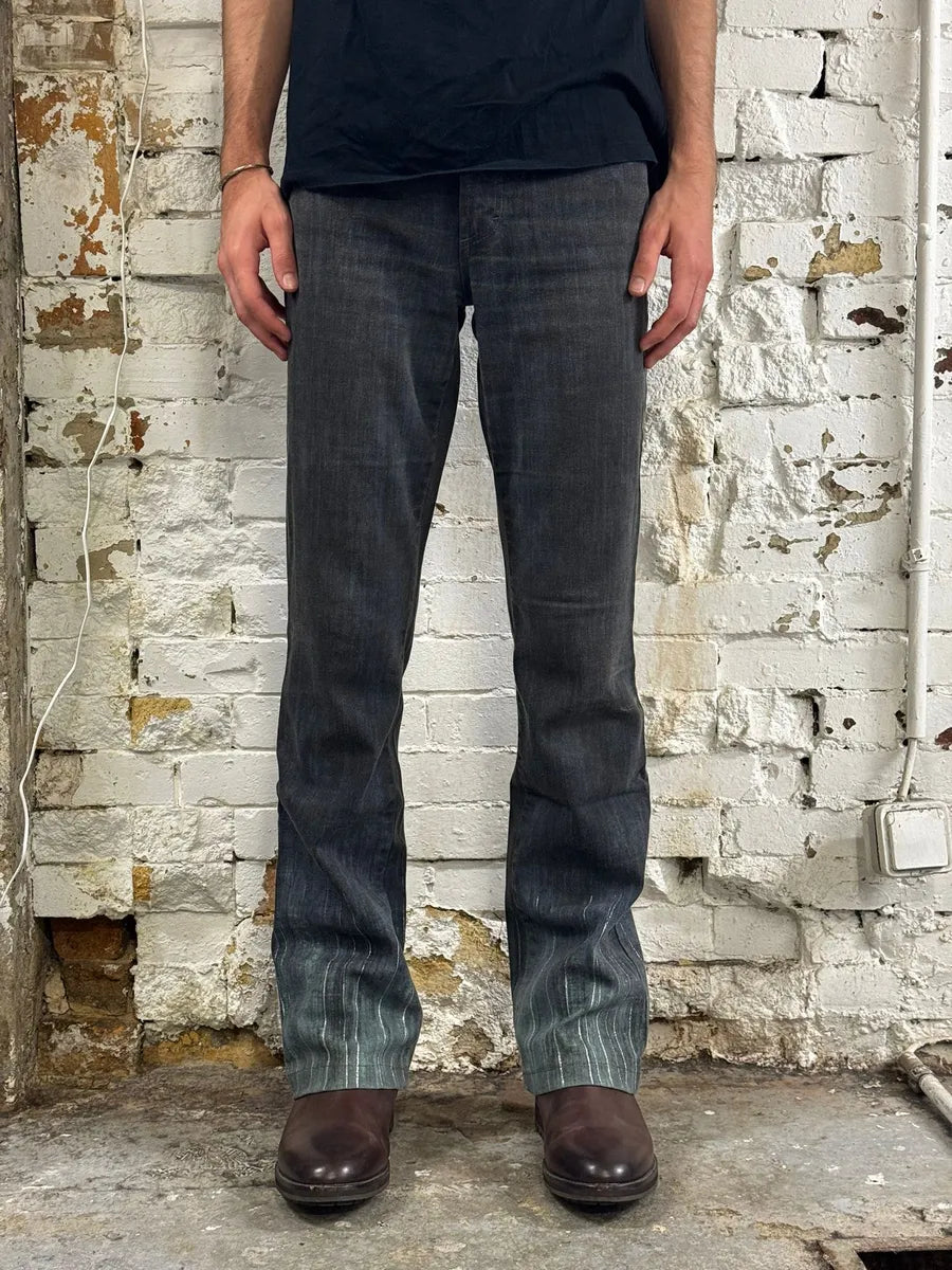 2000s Cavalli Pony Hair Waist Blue Gradient Pants EbMgDfe 1