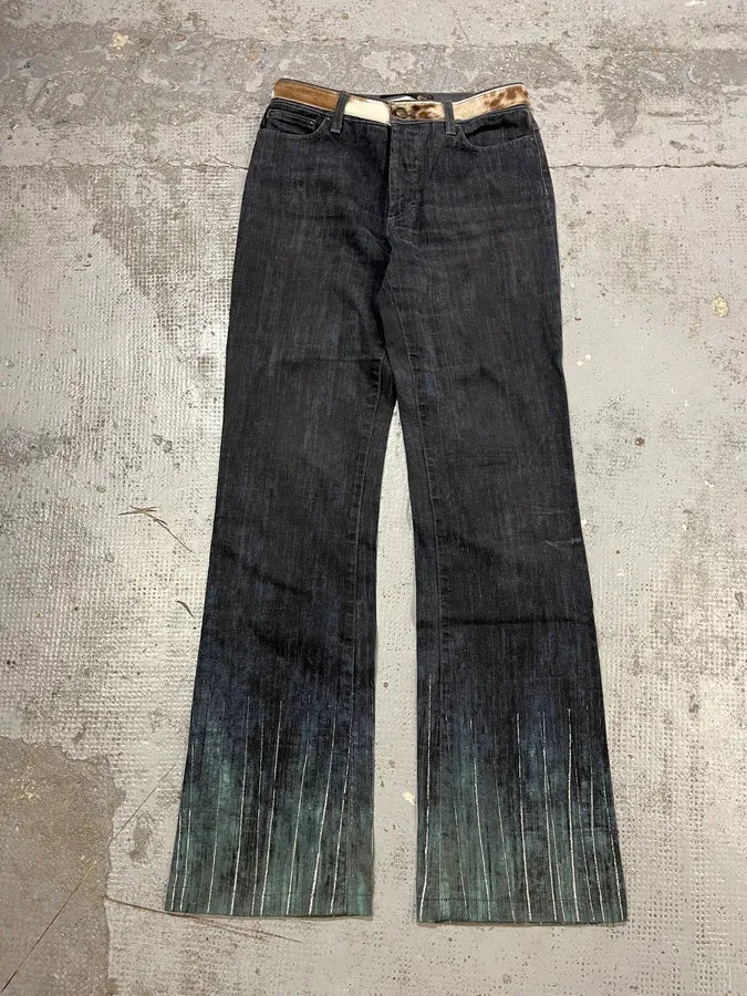 2000s Cavalli Pony Hair Waist Blue Gradient Pants EbMgDfe 4