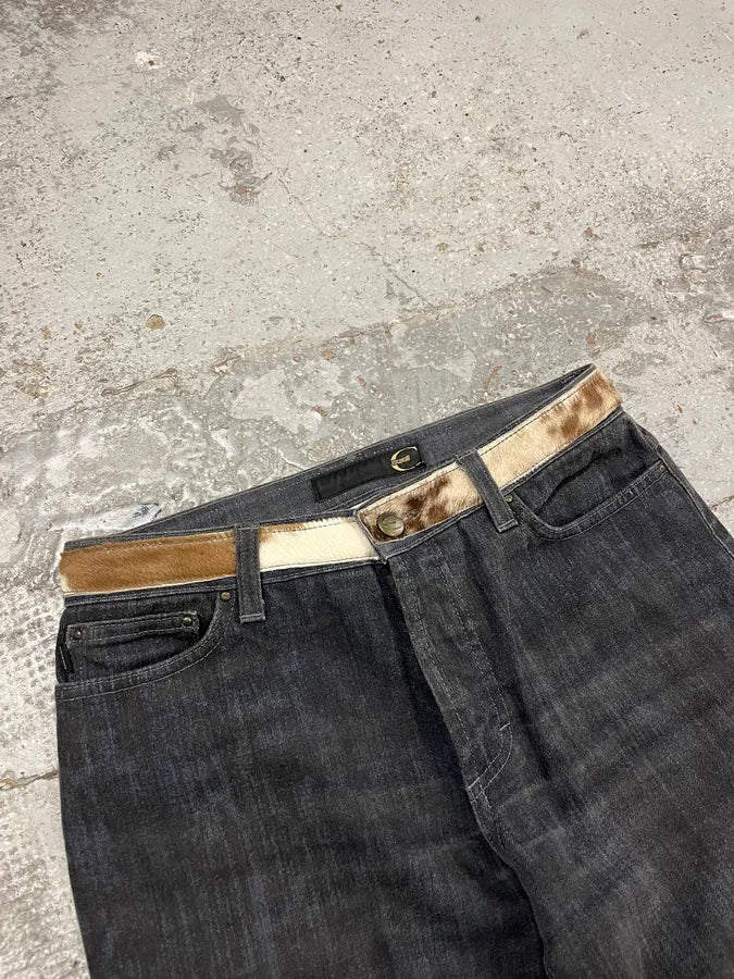 2000s Cavalli Pony Hair Waist Blue Gradient Pants EbMgDfe 5