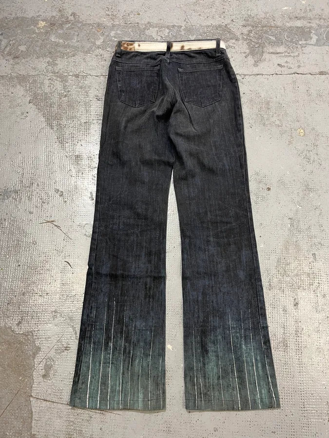2000s Cavalli Pony Hair Waist Blue Gradient Pants EbMgDfe 7