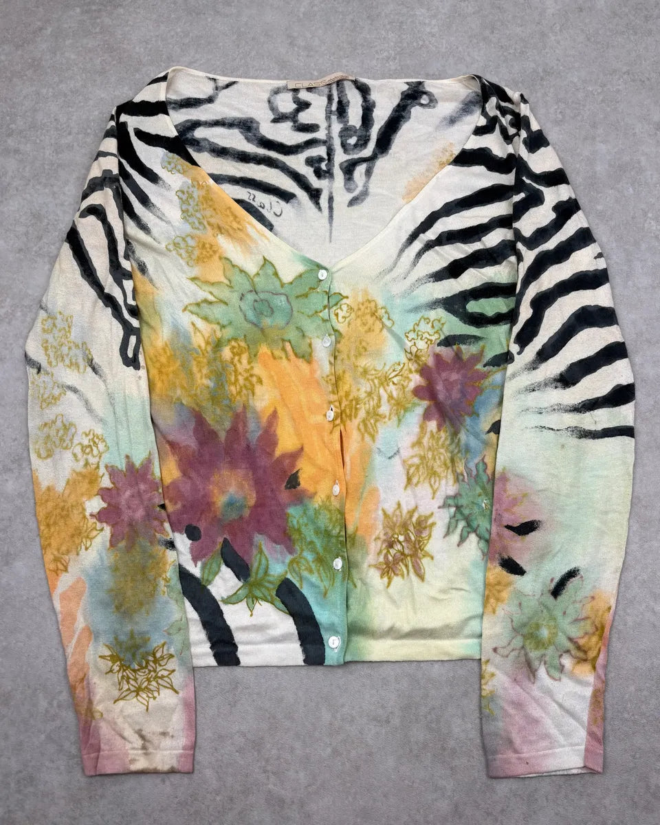 SS2000 Roberto CavalliClass Psychedelic Floral & Zebra Cardigan nWQVGUX 0