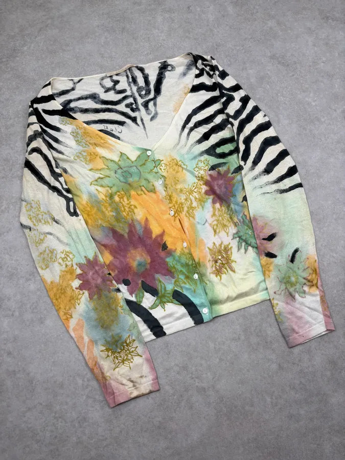 SS2000 Roberto CavalliClass Psychedelic Floral & Zebra Cardigan nWQVGUX 3