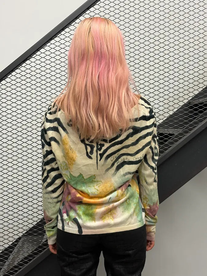 SS2000 Roberto CavalliClass Psychedelic Floral & Zebra Cardigan nWQVGUX 2