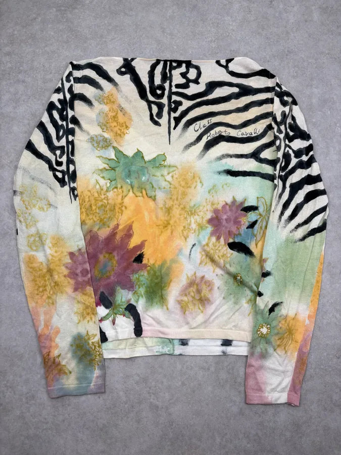 SS2000 Roberto CavalliClass Psychedelic Floral & Zebra Cardigan nWQVGUX 5