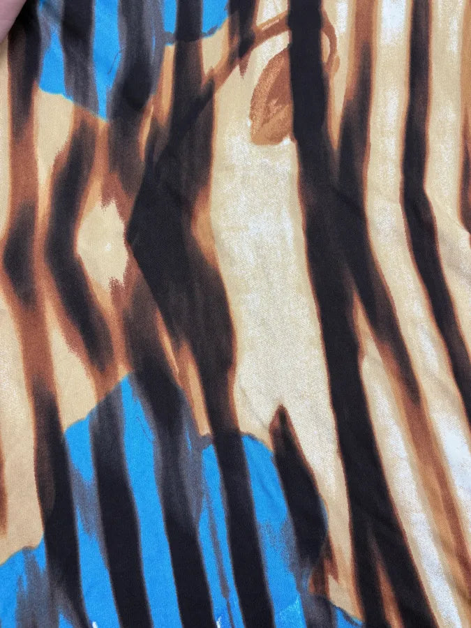 SS2002 Cavalli Psychedelic Floral Brown Striped Dress  cUhCEHC 7