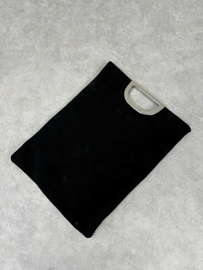 2000s Cavalli Pure Black Leather Metal Handle Bag sHgowaw 4