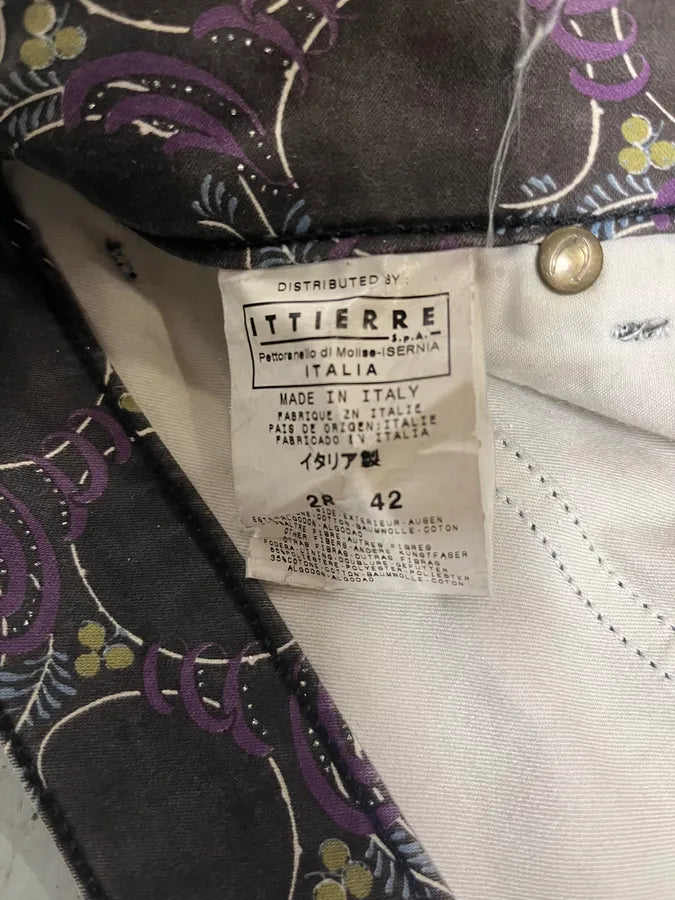 2000s Cavalli Purple Flowers Large Pants (S) eIuctQA 10