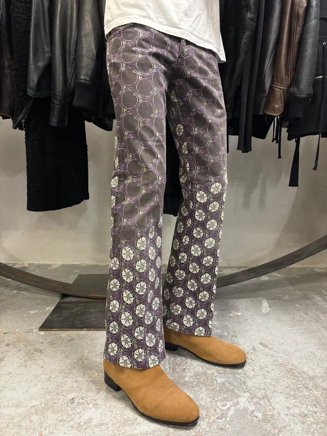 2000s Cavalli Purple Flowers Large Pants (S) eIuctQA 2