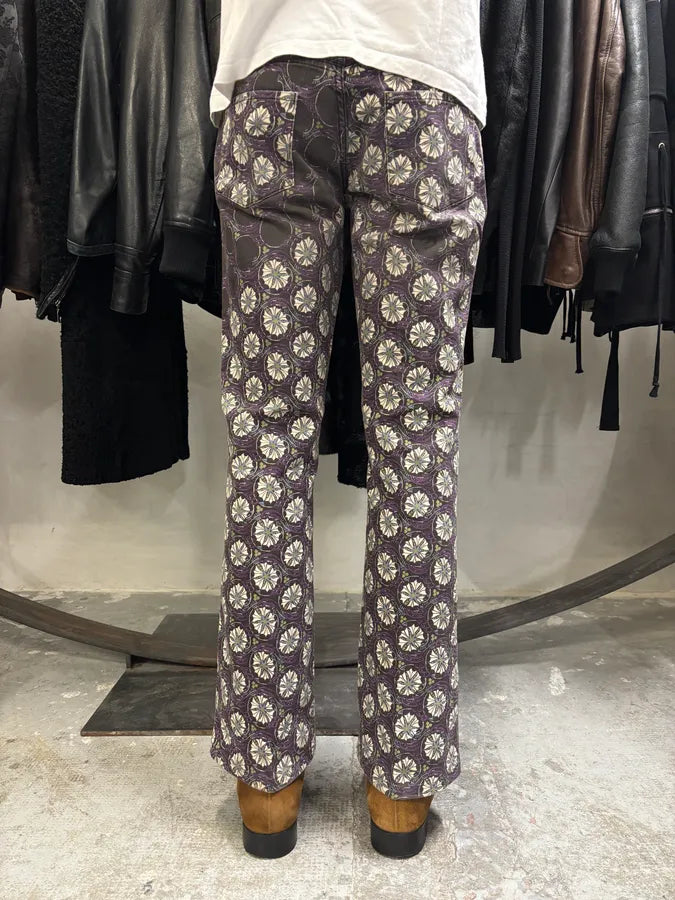 2000s Cavalli Purple Flowers Large Pants (S) eIuctQA 3