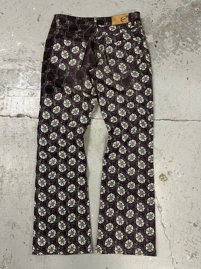 2000s Cavalli Purple Flowers Large Pants (S) eIuctQA 6