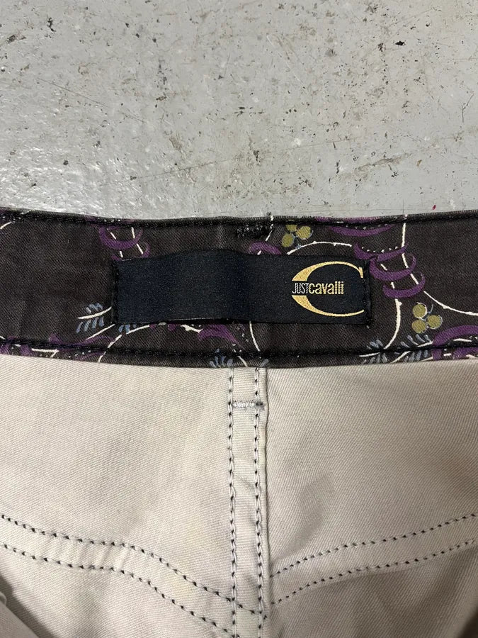 2000s Cavalli Purple Flowers Large Pants (S) eIuctQA 9