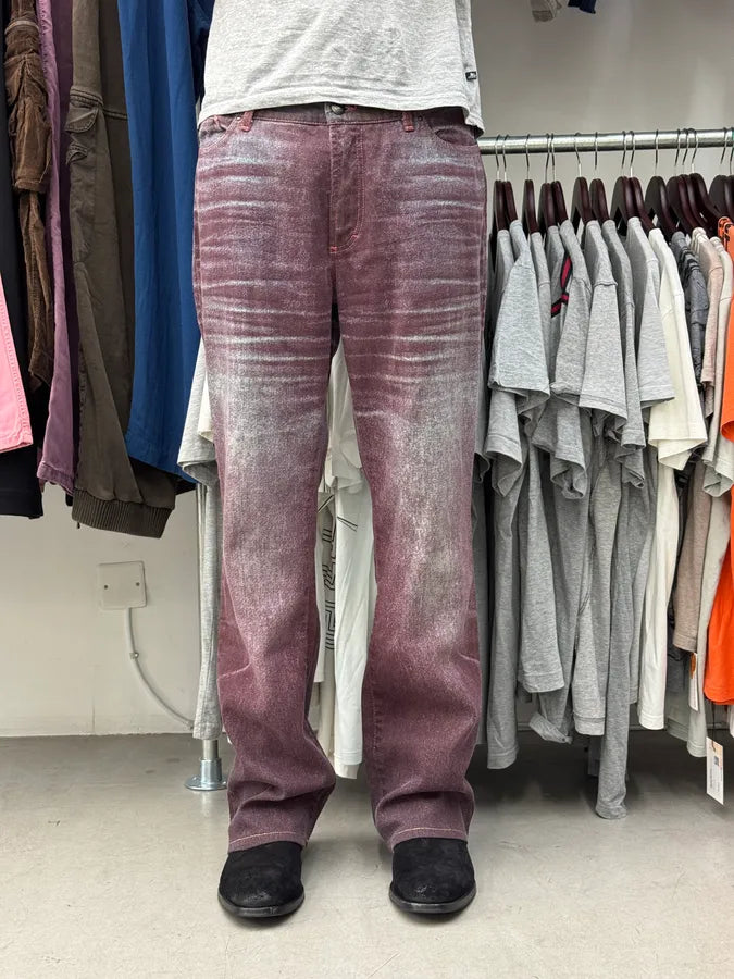 2000s Cavalli Purple & Silver Faded Overprint Pants JdUpiwZ 1