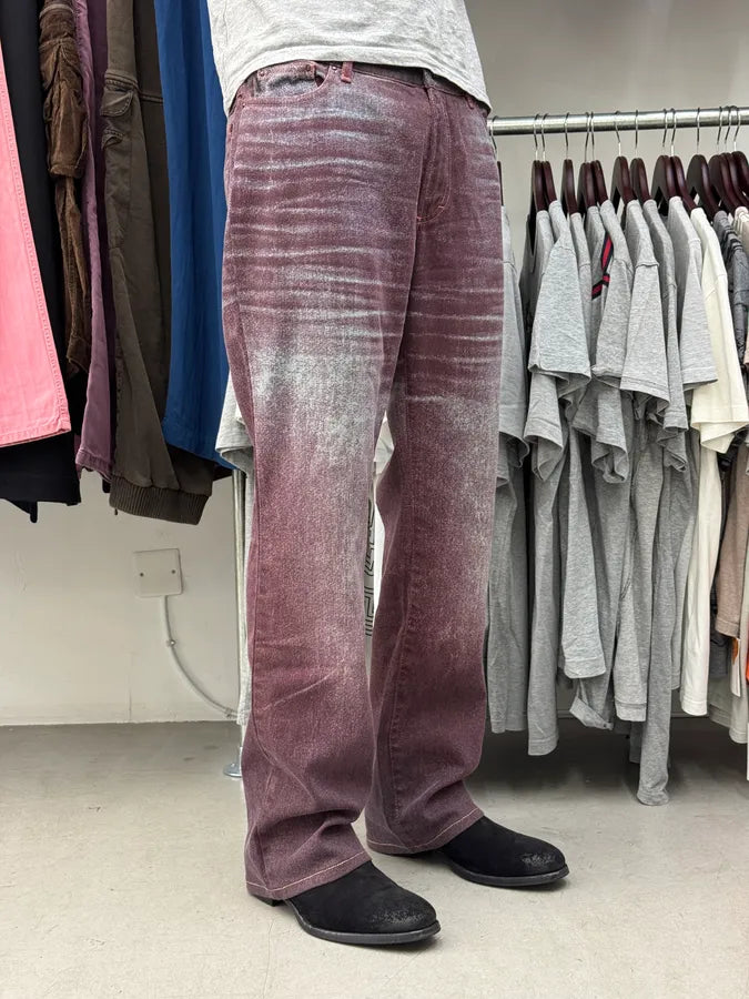 2000s Cavalli Purple & Silver Faded Overprint Pants JdUpiwZ 2