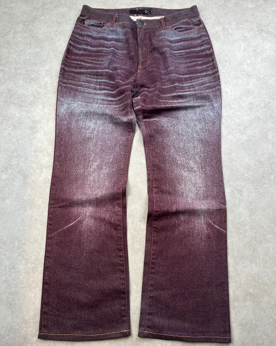 2000s Cavalli Purple & Silver Faded Overprint Pants JdUpiwZ 0