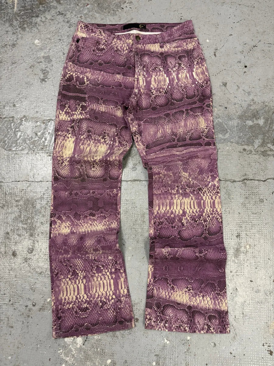 2000s Cavalli Purple Snakeskin Effect Python Pants EJedTqk 0