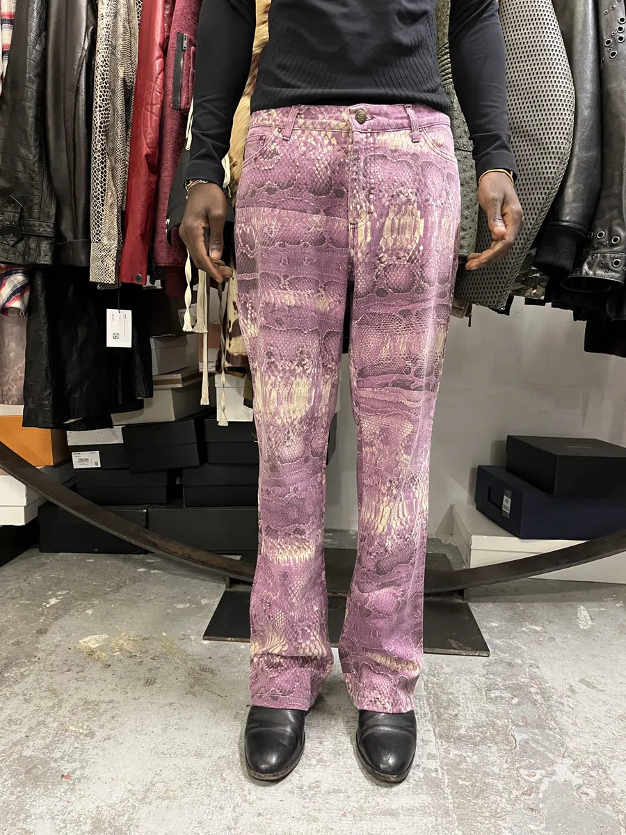2000s Cavalli Purple Snakeskin Effect Python Pants EJedTqk 1