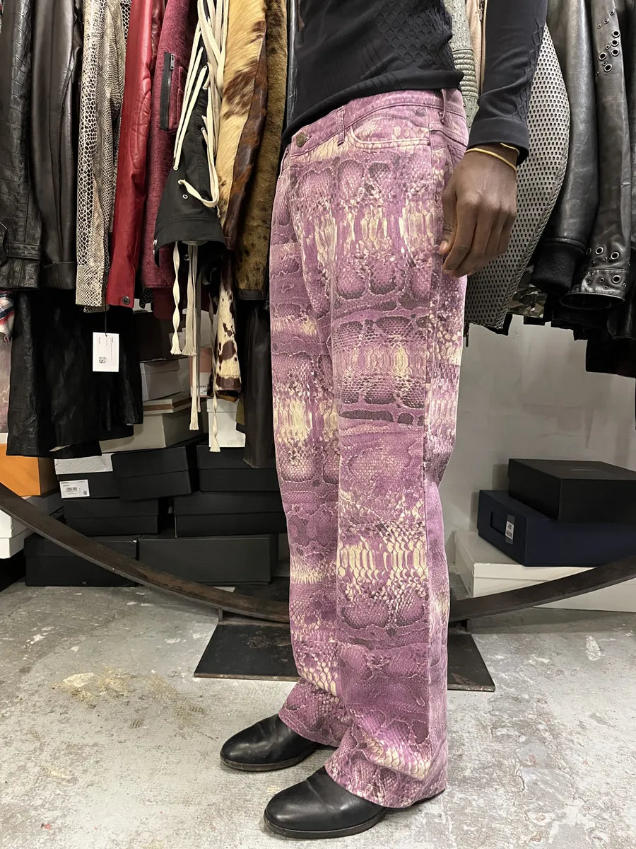 2000s Cavalli Purple Snakeskin Effect Python Pants EJedTqk 2