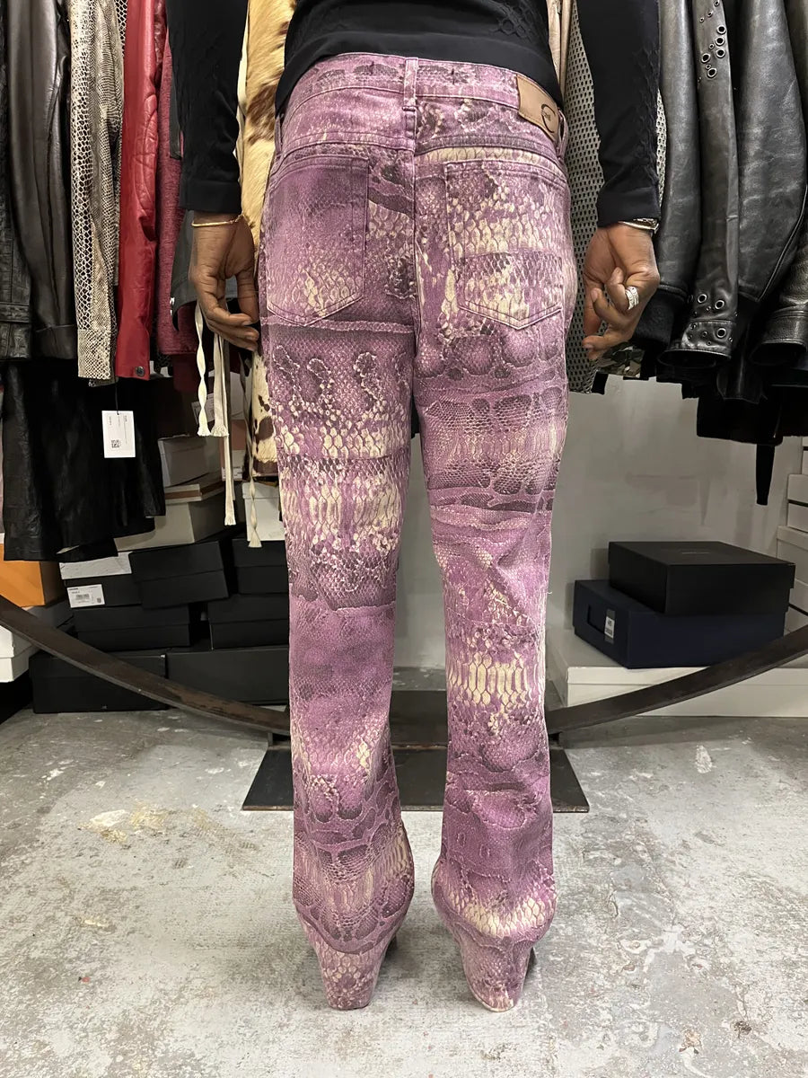 2000s Cavalli Purple Snakeskin Effect Python Pants EJedTqk 3
