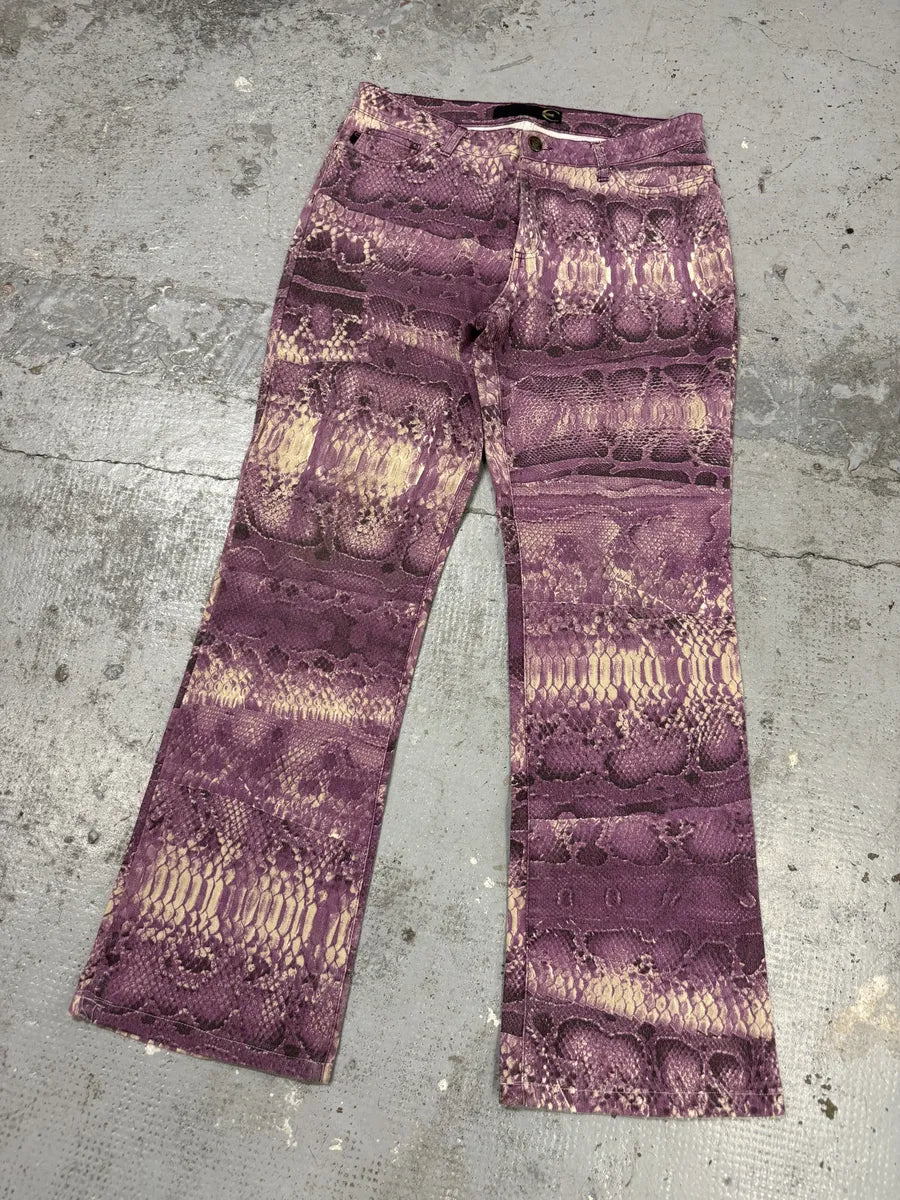 2000s Cavalli Purple Snakeskin Effect Python Pants EJedTqk 5