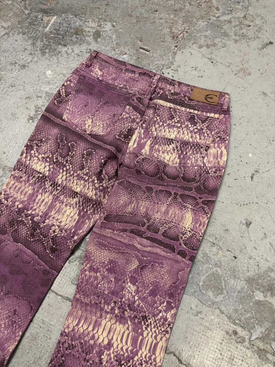 2000s Cavalli Purple Snakeskin Effect Python Pants EJedTqk 7