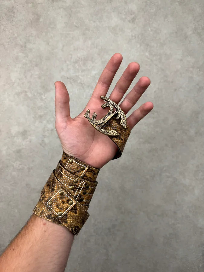 2000s Cavalli Python Effect Leather Logo Buckle Belt jJegPDn 1