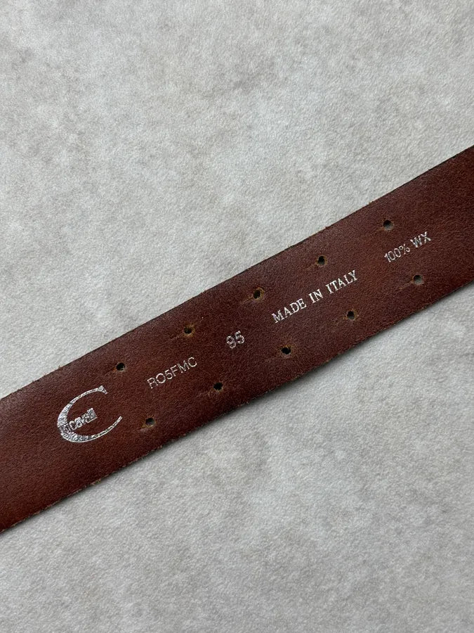2000s Cavalli Python Effect Leather Logo Buckle Belt jJegPDn 7