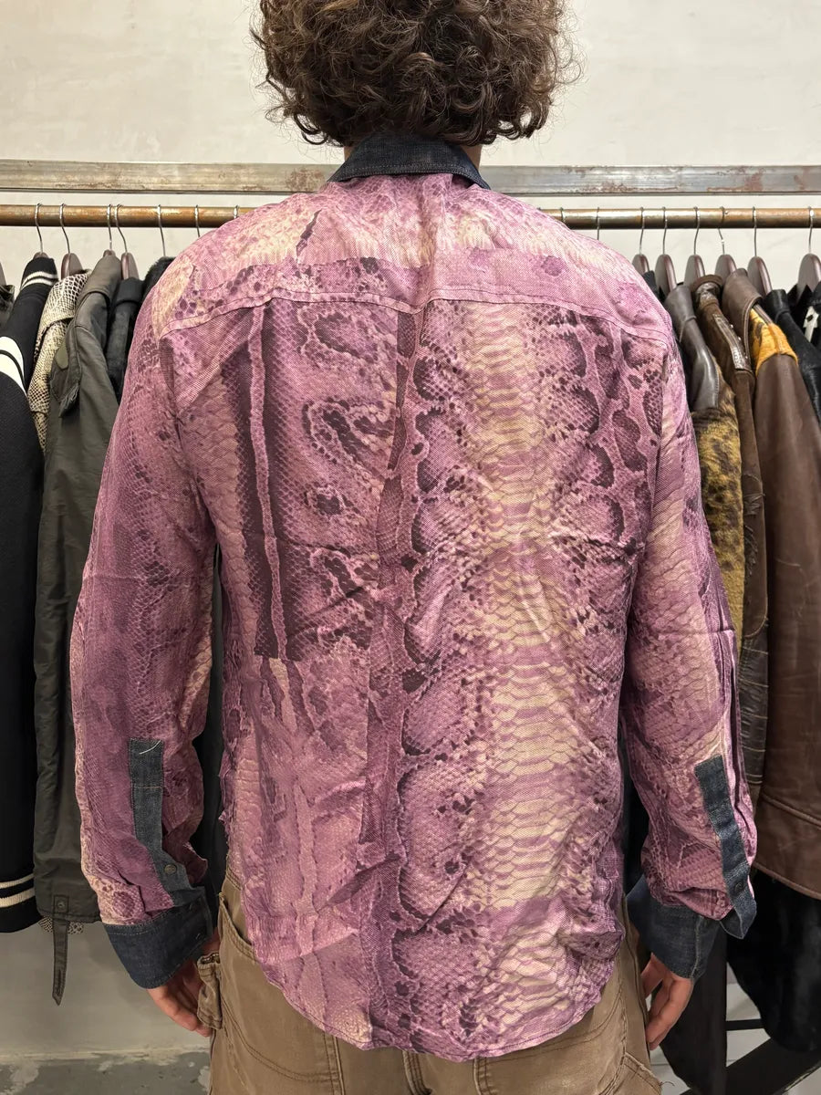 2000s Cavalli Python Purple Effect Denim Shirt wRxoNWm 2