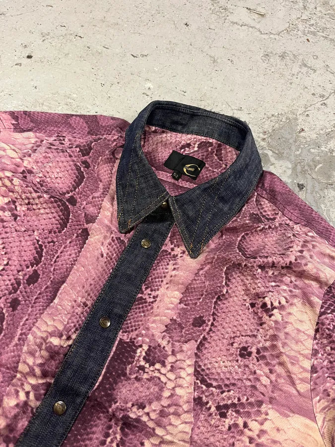 2000s Cavalli Python Purple Effect Denim Shirt wRxoNWm 3