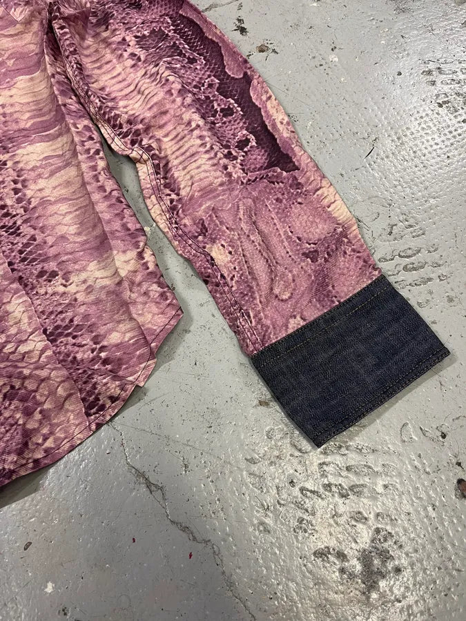 2000s Cavalli Python Purple Effect Denim Shirt wRxoNWm 4