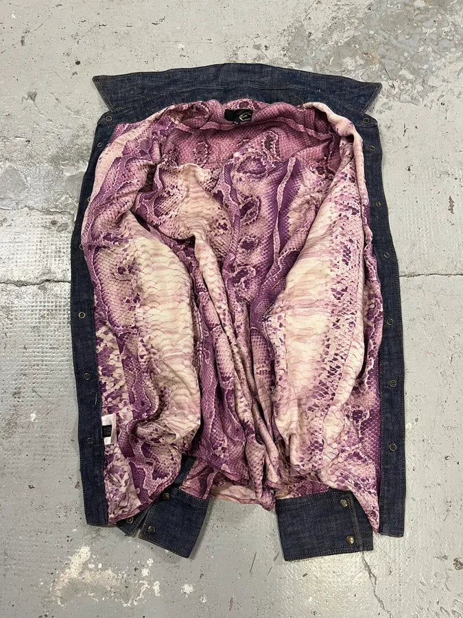 2000s Cavalli Python Purple Effect Denim Shirt wRxoNWm 5