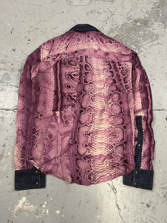 2000s Cavalli Python Purple Effect Denim Shirt wRxoNWm 6