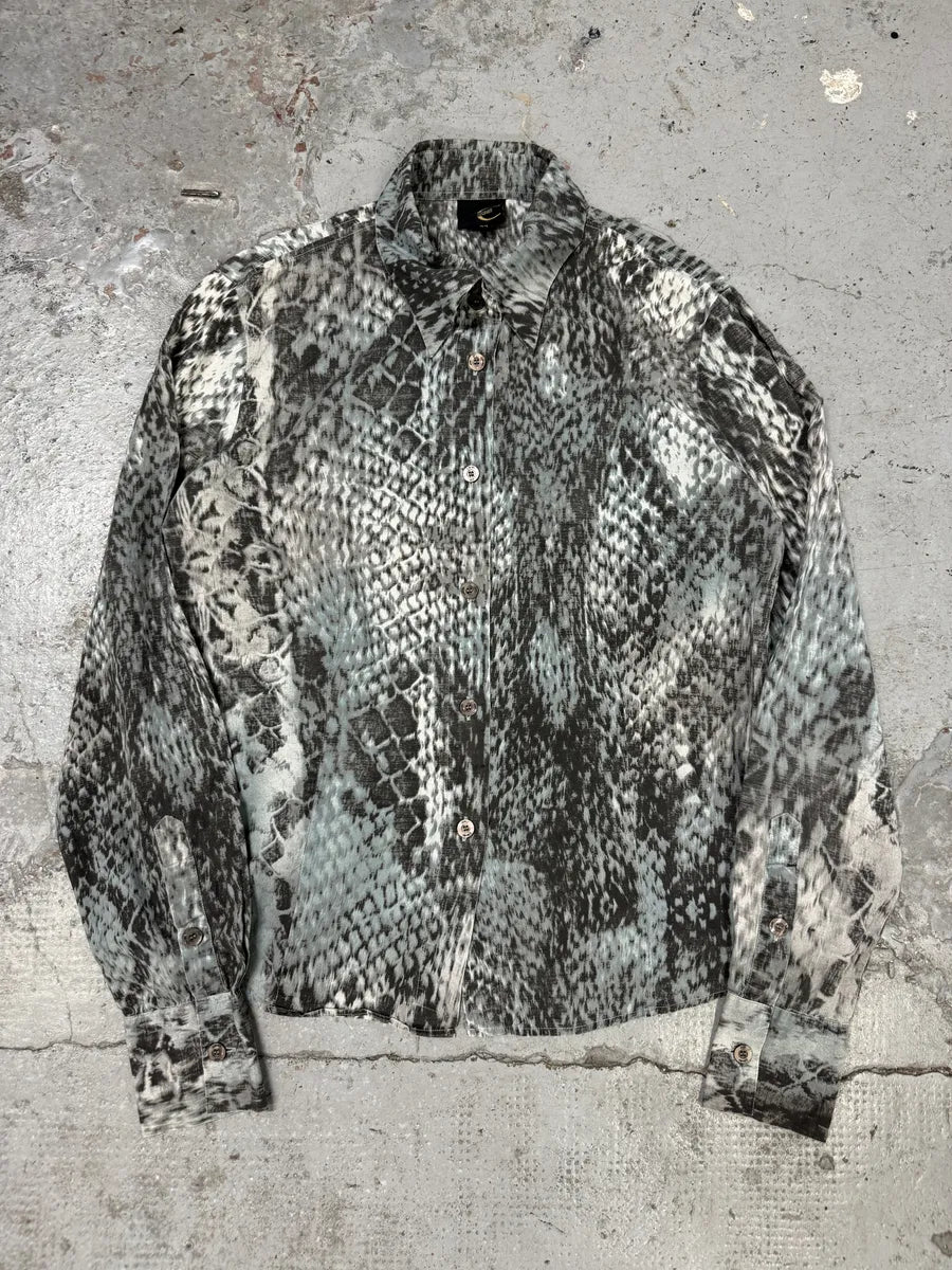 2000s Cavalli Python Snake Blue Shirt zHGcqaA 0