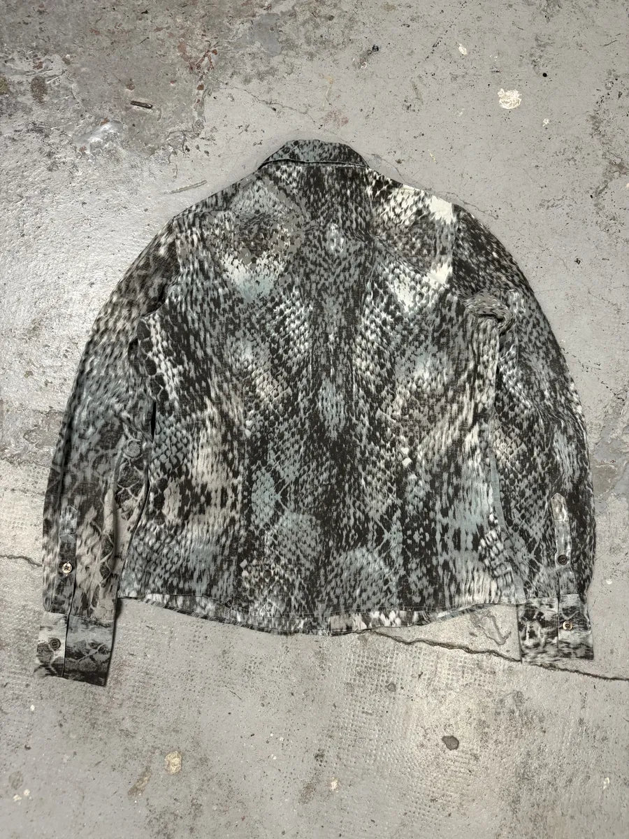 2000s Cavalli Python Snake Blue Shirt zHGcqaA 1